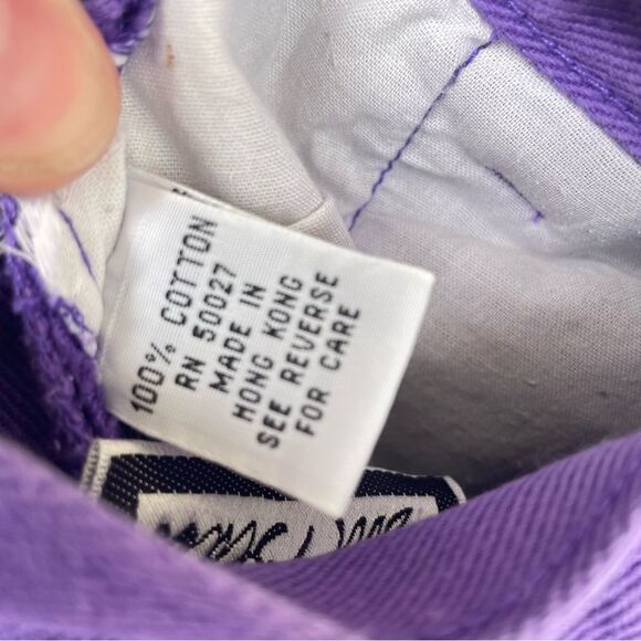 Vintage Bill Blass High Button Waist Purple Denim Distressed Shorts Size 10 - Picture 6 of 11